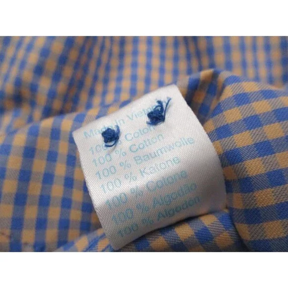 Twillory Shirt Mens Extra Large Tailored 17.5 36 37 Orange Blue Check Button Up - Picture 6 of 12